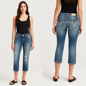 🔥 VIGOSS Chelsea Capri Jeans | Size 7/8 | Low-Rise Distressed Stunner! 🔥